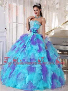 Ball Gown Strapless Floor-length Tulle Beading Quinceanera Dress