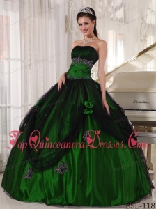 Ball Gown Green and Black Strapless Floor-length Beading Quinceanera Dress