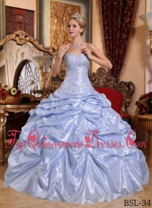 Lilac Ball Gown Sweetheart Floor-length Taffeta Embroidery with Beading Quinceanera Dress