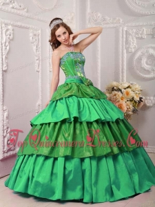 Multi-color Ball Gown Strapless Floor-length Taffeta Appliques Quinceanera Dress