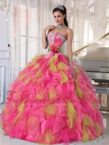 Appliques Organza Sweetheart Quinceanera Dress with Detachable
