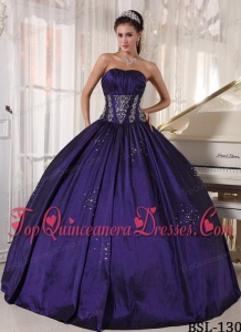 Ball Gown Strapless Floor-length Taffeta Embroidery and Beading Quinceanera Dress