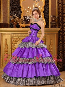 Popular Ball Gown Sweetheart Floor-length Taffeta Ruffles Purple Quinceanera Dress