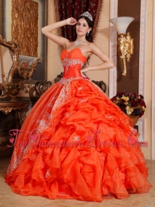 Red Ball Gown Sweetheart Floor-length Organza Beading Quinceanera Dress