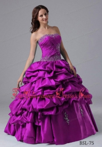 2013 Ball Gown Pick-ups Quinceanera Dress With Beading and Ruche