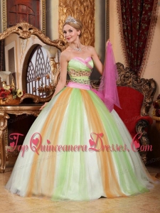 Multi-color Ball Gown Sweetheart Floor-length Tulle Beading Quinceanera Dress