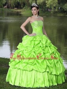 Spring Green For Clearance Quinceanera Dress With Strapless Beaded Decorate Taffeta