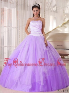 Affordable Lavender and White Ball Gown Sweetheart Beading Quinceanera Dress