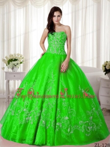 Ball Gown Sweetheart Floor-length Organza Beading and Embroidery Quinceanera Dress