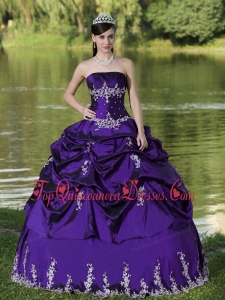 Custom Made Purple Quinceanera Dress Party Wear With Satin Embroidery Decorate