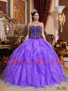 Purple and Black Ball Gown Sweetheart Embroidery with Beading Quinceanera Dress