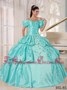 Ball Gown Off The Shoulder Floor-length Taffeta Embroidery Quinceanera Dress