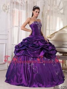 Ball Gown Strapless Floor-length Taffeta Embroidery With Beading Quinceanera Dress