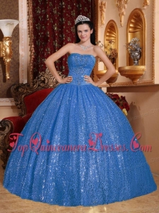 Blue Ball Gown Sweetheart Floor-length Beading Quinceanera Dress