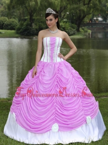 Custom Made Quinceanera Dress With Strapless Ball Gown Rose Pink and Pick-ups