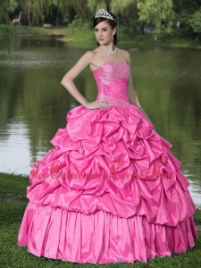 Hot Pink For Clearance Quinceanera Dress With Strapless Beaded Decorate Taffeta