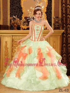 Multi-Color Ball Gown Sweetheart Floor-length Organza Appliques Quinceanera Dress