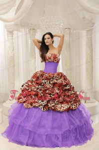 Organza Leopard Quinceanera Dress With Beaded Decorate
