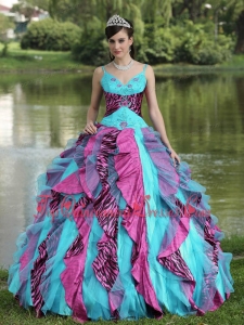 Organza Straps Beading For 2013 Colorful Quinceanera Dress