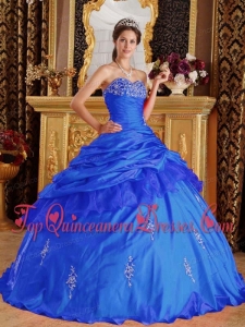 Blue Ball Gown Sweetheart Floor-length Taffeta Beading Perfect Quinceanera Dress