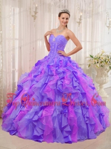 Popular Multi-colored Ball Gown Sweetheart Floor-length Organza Appliques Quinceanera Dress