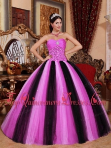 Popular Multi-colored Ball Gown Sweetheart Floor-length Tulle Beading Quinceanera Dress