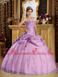 Rose Pink Ball Gown Strapless Floor-length Tulle and Taffeta Beading Perfect Quinceanera Dress