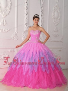 Baby Pink Ball Gown Sweetheart Floor-length Organza Beading and Ruch Perfect Quinceanera Dress