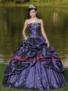 Popular Custom Size Strapless Quinceanera Dress Beaded Decorate With Blue