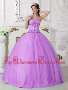 Purple Ball Gown Sweetheart Floor-length Tulle and Taffeta Beading Perfect Quinceanera Dress