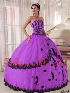 Ball Gown Strapless Floor-length Appliques Unique Quinceanera Dress