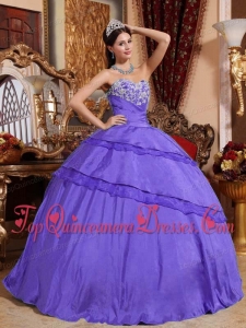 Ball Gown Sweetheart Floor-length Taffeta Appliques Perfect Quinceanera Dress