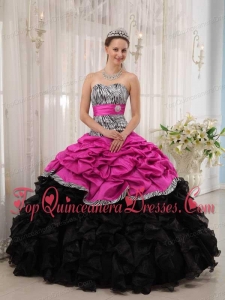 Brand New Hot Pink and Black Ball Gown Sweetheart Floor-length Fashionable Quinceanera Dress