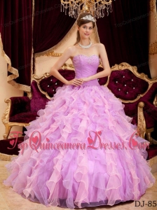 Lavender Ball Gown Sweetheart Floor-length Organza Beading Vestidos de Quinceanera