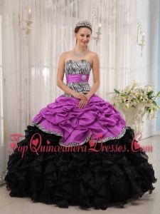 Pretty Brand New Fuchsia and Black Ball Gown Sweetheart Floor-length Quinceanera Dress