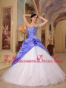 Pretty Purple and White A-Line / Princess Sweetheart Floor-length Beading Quinceanera Dress
