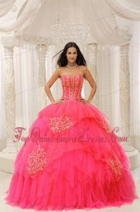 Custom Made Red Sweetheart Embroidery For Unique Quinceanera Wear In 2013