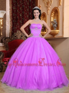 Hot Pink Ball Gown Sweetheart Floor-length Tulle and Taffeta Beading Unique Quinceanera Dress