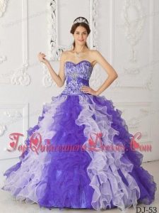 Multi-color A-Line / Princess Sweetheart Floor-length Organza Beading Vestidos de Quinceanera