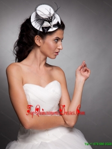 White and Black Beaded Bowknot Net Yarn Bridal Fascinators