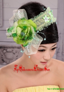 Green And Fresh Small Laurie Flowers Beading Fascinators For Party