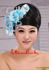 Light Blue Pearl Exclusive Taffeta and Organza Fascinator