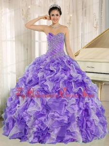 Beaded and Ruffles Custom Made For 2013 Purple Quinceanera Dress