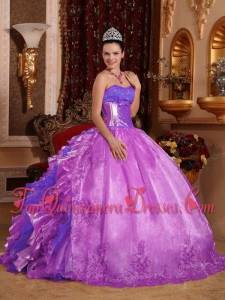 Ball Gown Strapless Ruffles and Beading Lilac 2014 Pretty Quinceanera Dresses