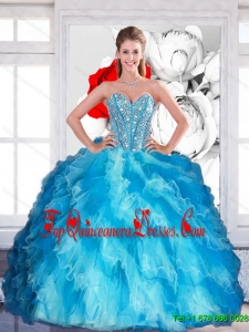 2015 Elegant Sweetheart Multi Color Quinceanera Dresses with Beading and Ruffled Layers