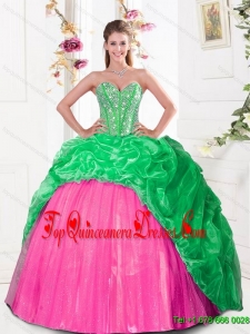2015 Luxuriously Sweetheart Quinceanera Gown with Beading and Pick Ups