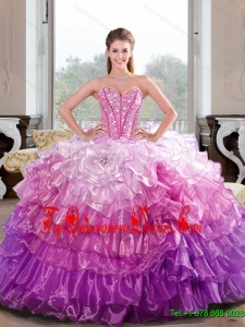 2015 Unique Beading and Ruffled Layers Quinceanera Dresses Dresses for Quince