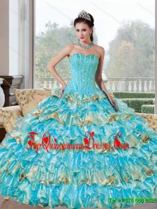 Fashionable Beading and Ruffled Layers Sweetheart Quinceanera Dresses for 2015