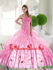 Fashionable Sweetheart 2015 Quinceanera Dresses with Appliques and Ruffled Layers