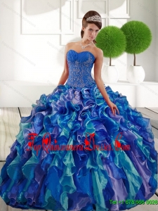 Fashionable Sweetheart 2015 Quinceanera Gown with Appliques and Ruffles